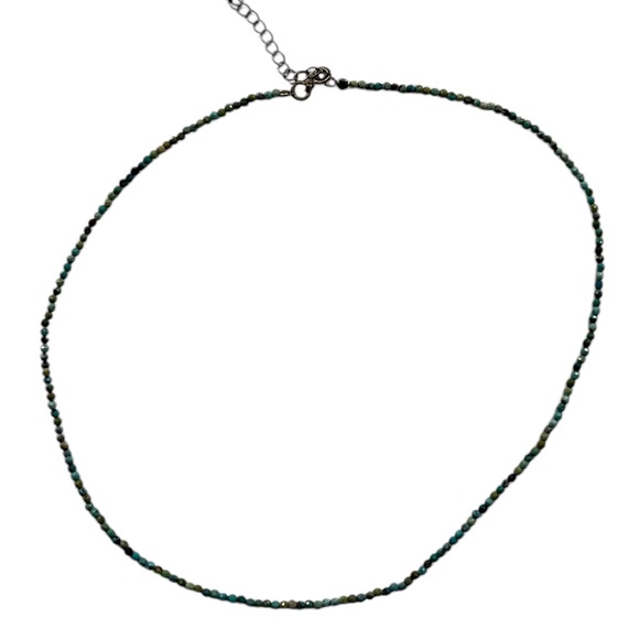 Real Turquoise small Beaded Gemstone Necklace, Chocker, Adjustable,18 inches,New - Picture 6 of 6